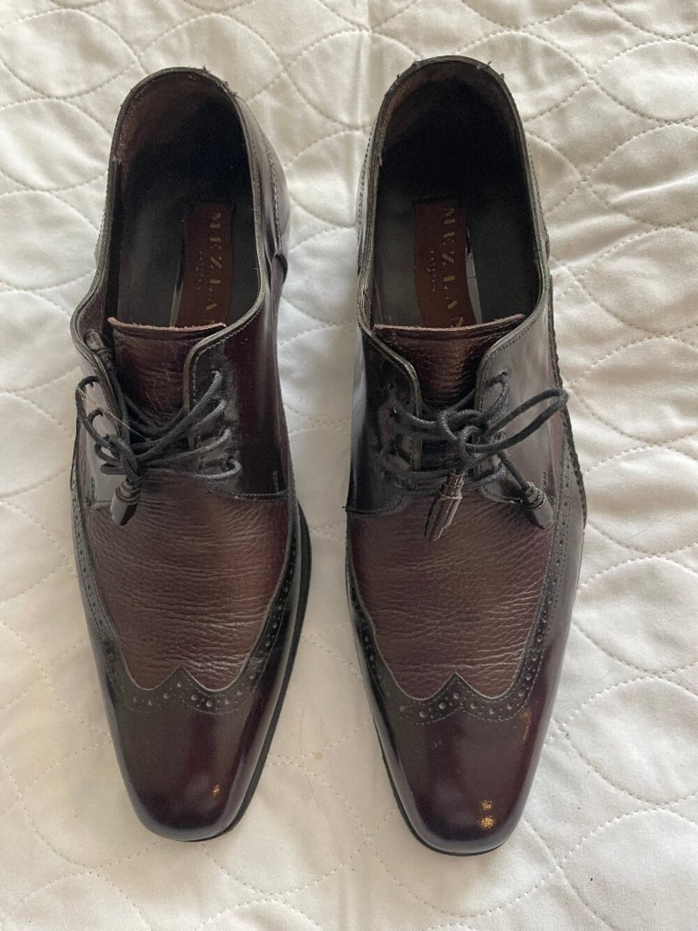 Vintage Mezlan Burgundy Calf Leather Wingtip Derby Dress Shoes Men’s 9M